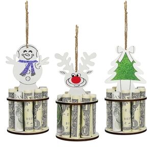 Charming Holiday Money Holder Ornaments 4 Snowman, 4 Reindeer, & 3 Tree $10 Each